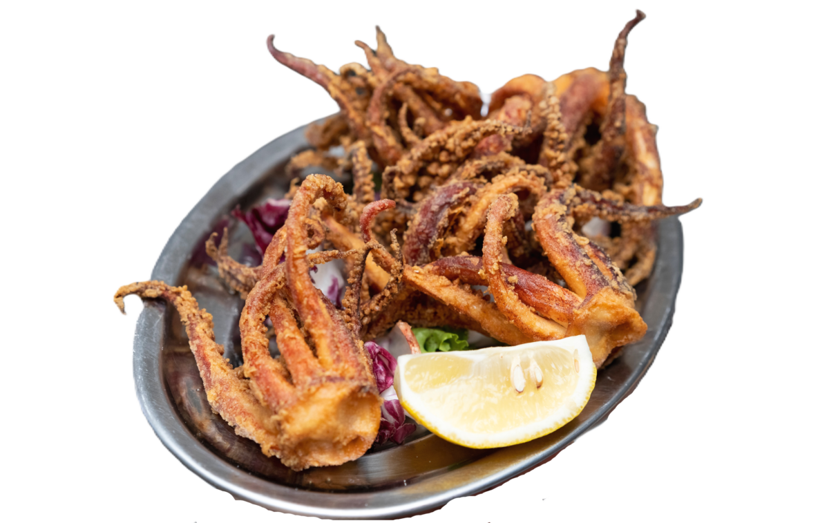 Floured squid tentacles 